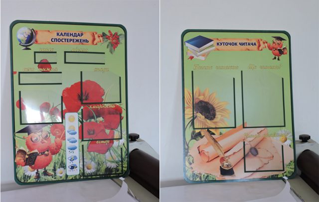 Уголок читателя и календарь наблюдений для класса школы